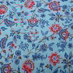 Blue Color Cotton Printed Fabric