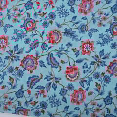 Blue Color Cotton Printed Fabric