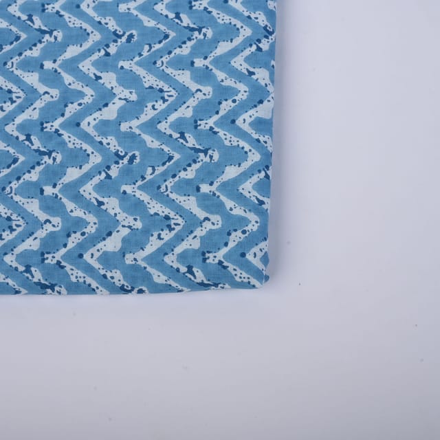 Blue Color Cotton Printed Fabric