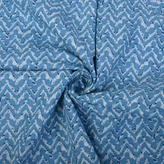 Blue Color Cotton Printed Fabric