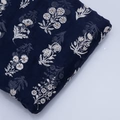 Navy Blue Color Mal Chanderi Embroidery