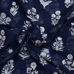 Navy Blue Color Mal Chanderi Embroidery