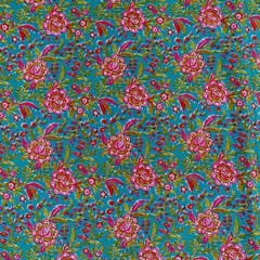 Firozi Color Cotton Cambric Printed Fabric