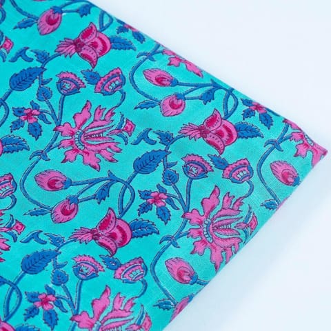 Firozi Dazzle Cotton Slub Print(60Cm Piece)
