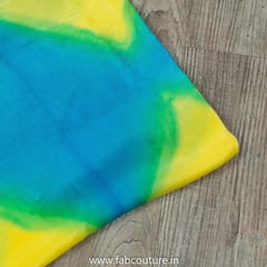 Firozi And Yellow Gajji Silk Clamp Dyed Fabric 2.5 Metre Piece