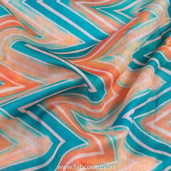 Firozi Color Chanderi Digital Printed Fabric