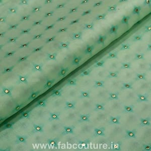 Sea Green Color Uppada Heat Set fabric