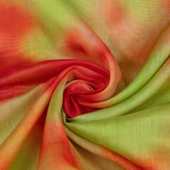 Green Color Chanderi Silk Tie Dye Digital Printed Fabric