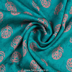 Sea Green Modal Satin Digital Printed Fabric