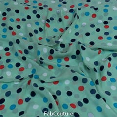 Sea Green Colour Georgette Printed Fabric