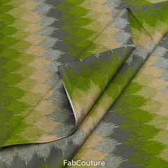 Green Colour Flex Ikkat Printed Fabric