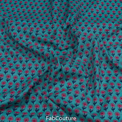 Sea Green Colour Cambric block print (1.3 Meter Cut Piece)