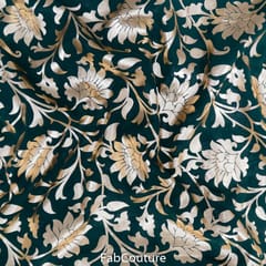 Green Colour Georgette Foil Floral Printed Fabric