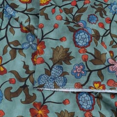 Teal Green Color Glace Cotton Digital Printed Fabric