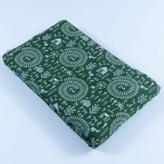 Green Color Glace Cotton Digital Printed Fabric