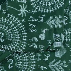 Green Color Glace Cotton Digital Printed Fabric