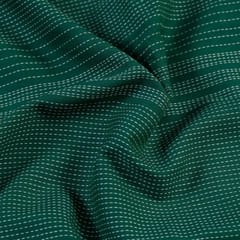 Bottel Green Rayon Kantha Dobby Strips fabric