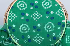 Green Color Pure Muslin Printed Fabric