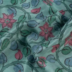 Green Color Crepe Printed Fabric