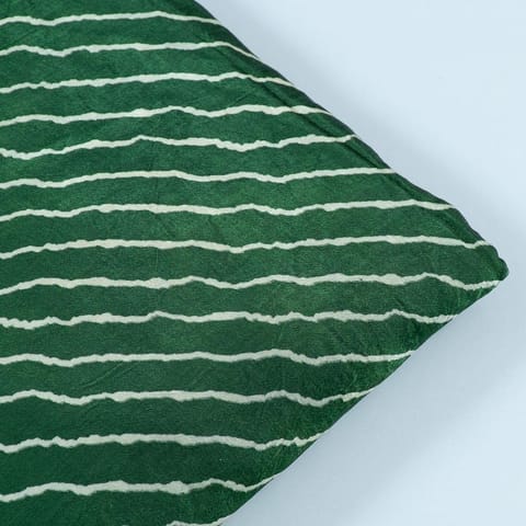 Green Color Mashru Silk Ajrakh Printed Fabric(1Meter Piece)