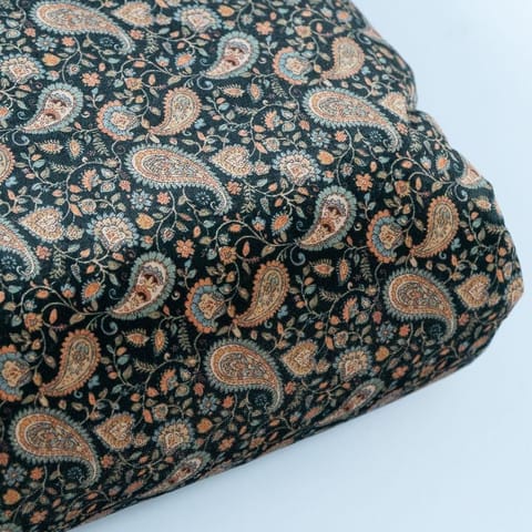 Bottle Green Color Velvet Digital Printed Fabric