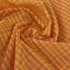 Yellow Colour Chanderi Self Checks fabric