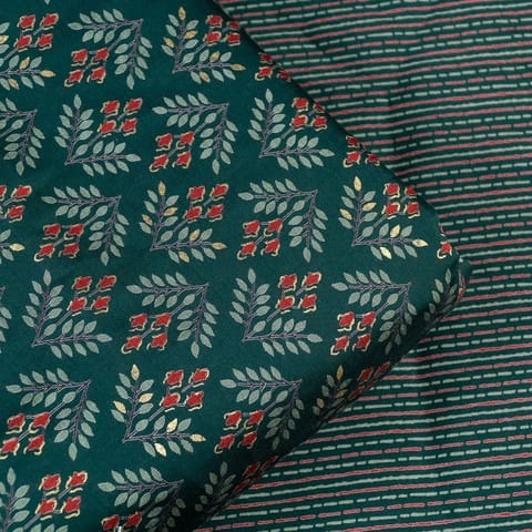 Green Color Modal Chanderi Print Set