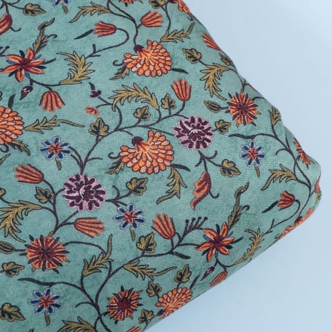 Green Color Pashmina Printed Fabric