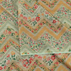 Green Color Georgette Foil Printed Fabric