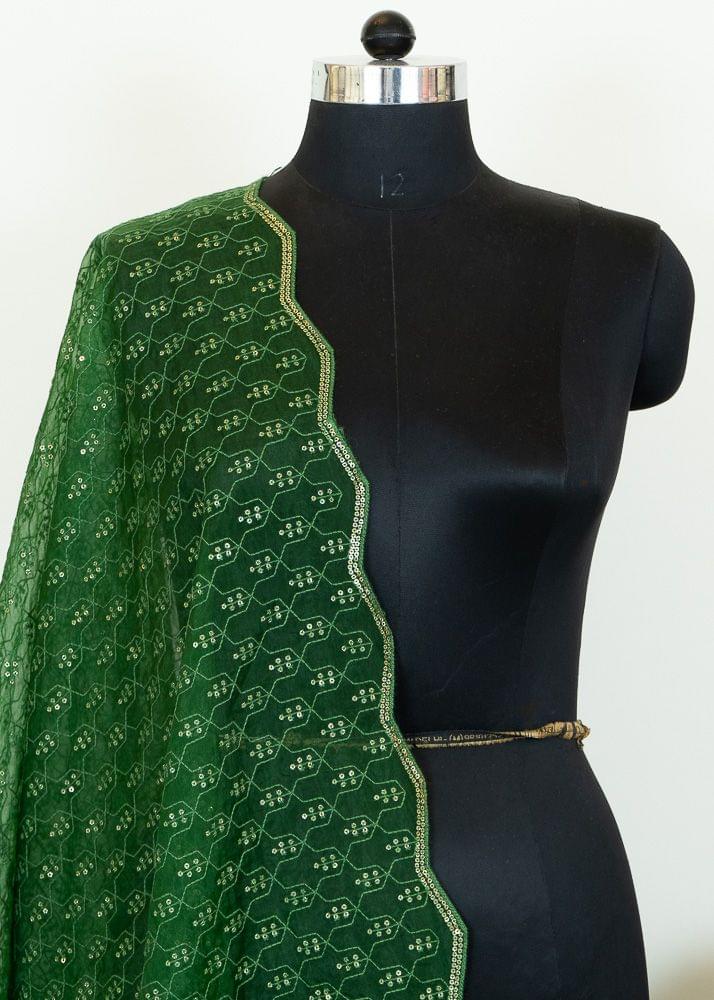Midnight Green Sheer Organza Dupatta main image 0