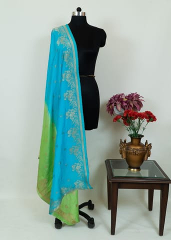 Blue Green Dola Banarsi Jacquard Duppata
