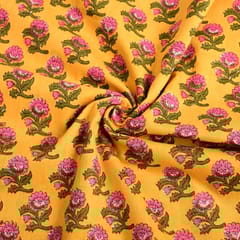 Yellow Color Cotton Printed Fabric