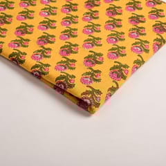 Yellow Color Cotton Printed Fabric