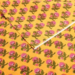 Yellow Color Cotton Printed Fabric