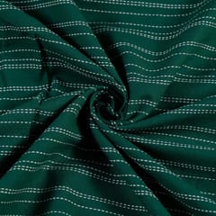 Green Color Kantha Dobby Strips fabric