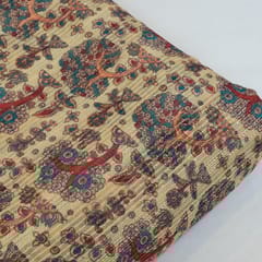 Yellow Color Organza Printed Fabric