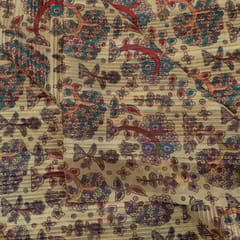 Yellow Color Organza Printed Fabric