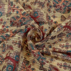 Yellow Color Organza Printed Fabric