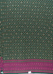 Green Color Embroiderd Georgette Pleated Print with Majenta Border fabric