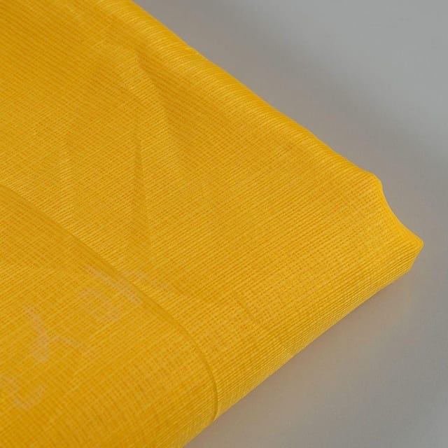 Yellow Color Kota Doria Checks fabric