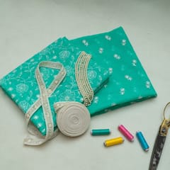 DIY Sea Green Color Kota Doria Embroidered Set
