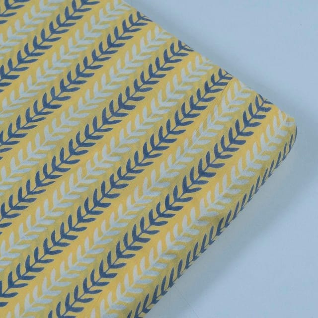 Yellow Cotton Discharge Printed Fabric