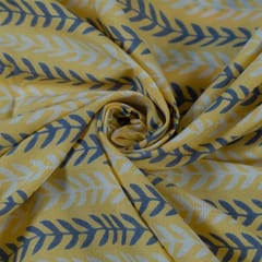 Yellow Cotton Discharge Printed Fabric