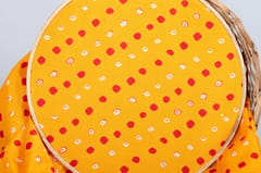 Yellow  Color Pure Muslin bandhej Printed Fabric