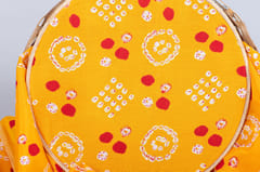 Yellow  Color Pure Muslin Printed Fabric