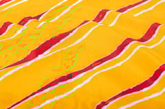 Yellow  Color Pure Muslin with white and red stripes Printed Fabric