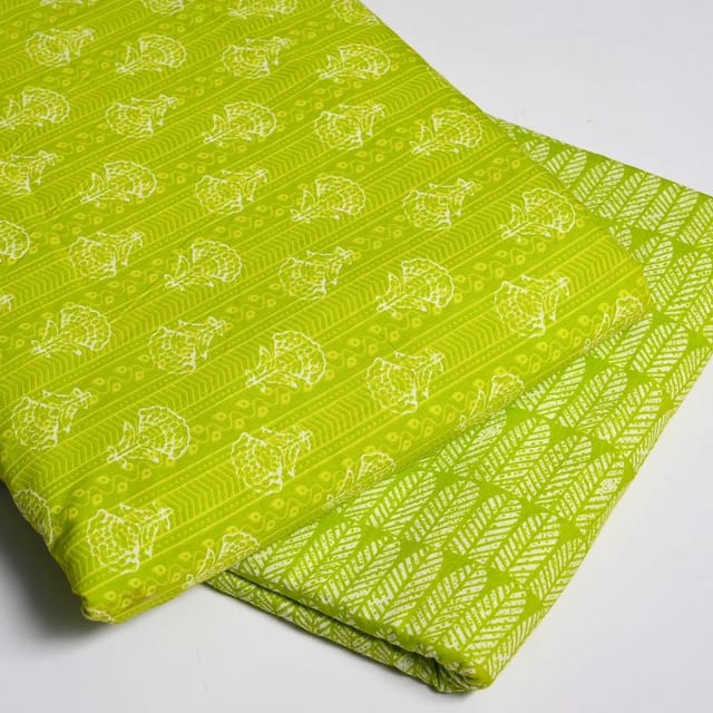 5 Mtr. Green Color Mix and Match Cotton Printed Fabric 5mtr Set