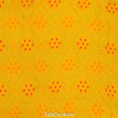 Yellow Colour Georgette Jacquard Jaal fabric
