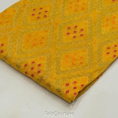 Yellow Colour Georgette Jacquard Jaal fabric