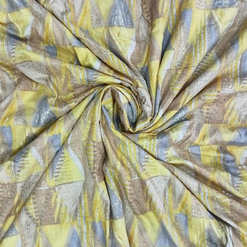 Yellow Shades Geometric Printed Rayon Fabric